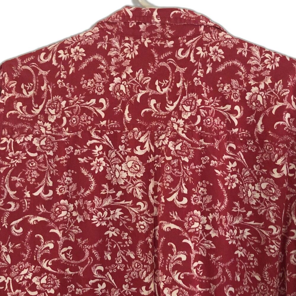 Serengeti Western Trucker Shacket Womens Sz L Red Bandana Floral Light Cotton - Picture 7 of 13